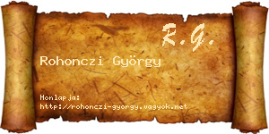 Rohonczi György névjegykártya